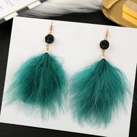 1 Pair Elegant Lady Solid Color Feather Drop Earrings sku image 3