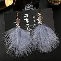 1 Pair Elegant Lady Solid Color Feather Drop Earrings sku image 5