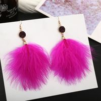 1 Pair Elegant Lady Solid Color Feather Drop Earrings sku image 6