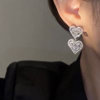 1 Pair Elegant Lady Heart Shape Inlay Copper Zircon Drop Earrings main image 4
