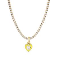 Großhandel Elegant Moderner Stil Geometrisch Herzform Glas Kupfer Inlay 18 Karat Vergoldet Zirkon Halskette Mit Anhänger sku image 2
