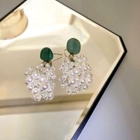 1 Pair Elegant Geometric Artificial Crystal Artificial Pearl Drop Earrings sku image 1