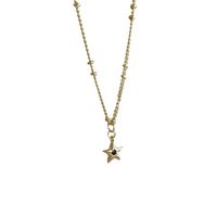 Titanium Steel Simple Style Inlay Star Crown Zircon Pendant Necklace main image 2