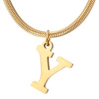 Großhandel Einfacher Stil Brief Rostfreier Stahl Titan Stahl Überzug Vergoldet Halskette Mit Anhänger sku image 4