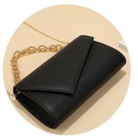 Black Pu Leather Solid Color Square Evening Bags main image 5
