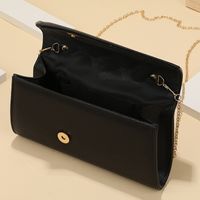 Black Pu Leather Solid Color Square Evening Bags main image 4