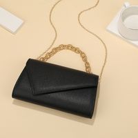 Black Pu Leather Solid Color Square Evening Bags main image 3