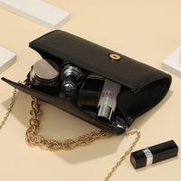 Black Pu Leather Solid Color Square Evening Bags main image 2