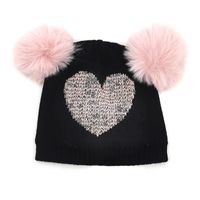Girl's Cute Heart Shape Plush Eaveless Wool Cap sku image 1