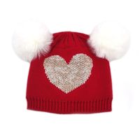 Girl's Cute Heart Shape Plush Eaveless Wool Cap sku image 3