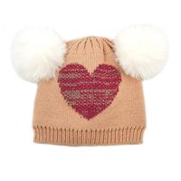 Girl's Cute Heart Shape Plush Eaveless Wool Cap sku image 2