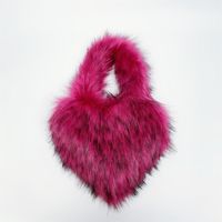 Women's Autumn&winter Artificial Wool Solid Color Streetwear Heart-shaped Magnetic Buckle Handbag sku image 1