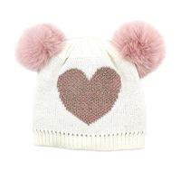 Girl's Cute Heart Shape Plush Eaveless Wool Cap sku image 5