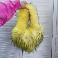 Women's Autumn&winter Artificial Wool Solid Color Streetwear Heart-shaped Magnetic Buckle Handbag sku image 14