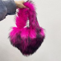 Women's Autumn&winter Artificial Wool Solid Color Streetwear Heart-shaped Magnetic Buckle Handbag sku image 11