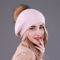 Women's Basic Solid Color Pom Poms Flat Eaves Beret Hat sku image 1