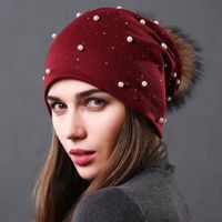 Women's Sweet Simple Style Solid Color Pom Poms Eaveless Beanie Hat sku image 2