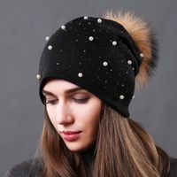Women's Sweet Simple Style Solid Color Pom Poms Eaveless Beanie Hat sku image 1