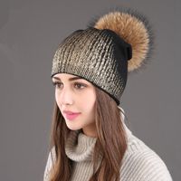 Women's Original Design Solid Color Pom Poms Eaveless Wool Cap sku image 5