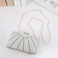 White Pearl Solid Color Square Evening Bags main image 5