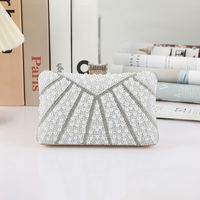 White Pearl Solid Color Square Evening Bags sku image 1