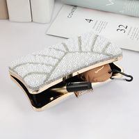 White Pearl Solid Color Square Evening Bags main image 4
