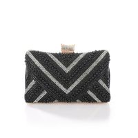 Black Pearl Solid Color Square Evening Bags main image 4