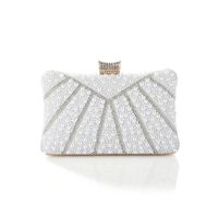 White Pearl Solid Color Square Evening Bags main image 3
