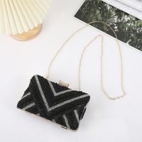 Black Pearl Solid Color Square Evening Bags main image 3