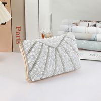 White Pearl Solid Color Square Evening Bags main image 2