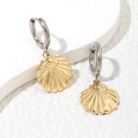 1 Pair Classical Shell Polishing Stainless Steel 18K Gold Plated Drop Earrings main image 6