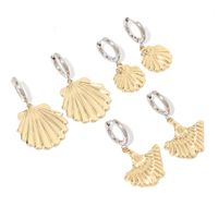 1 Pair Elegant Vintage Style Shell Plating Stainless Steel 18K Gold Plated Drop Earrings main image 2