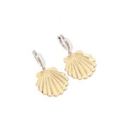 1 Pair Classical Shell Polishing Stainless Steel 18K Gold Plated Drop Earrings main image 3