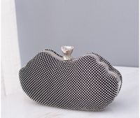 Black Gold Silver Pu Leather Solid Color Square Evening Bags sku image 1