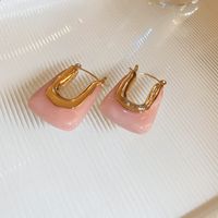 1 Pair Vintage Style C Shape Enamel Arylic Alloy Earrings sku image 24