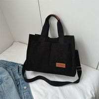 Women's Large Corduroy Solid Color Elegant Square Magnetic Buckle Handbag Tote Bag Crossbody Bag sku image 1