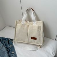 Women's Large Corduroy Solid Color Elegant Square Magnetic Buckle Handbag Tote Bag Crossbody Bag sku image 2