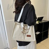 Women's Large Corduroy Solid Color Elegant Square Magnetic Buckle Handbag Tote Bag Crossbody Bag main image 2