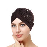 Women's Simple Style Solid Color Pearl Rivet Eaveless Beanie Hat main image 3