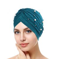 Women's Simple Style Solid Color Pearl Rivet Eaveless Beanie Hat main image 4