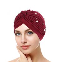 Women's Simple Style Solid Color Pearl Rivet Eaveless Beanie Hat main image 1