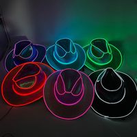 Halloween Carnival Colorful Sequins Wireless Luminous Western Cowboy Hat main image 1