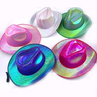 Halloween Carnival Colorful Sequins Wireless Luminous Western Cowboy Hat main image 5