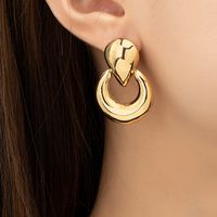 1 Pair Simple Style Solid Color Plating Hollow Out Ferroalloy 14k Gold Plated Ear Studs main image 1
