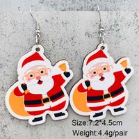 1 Pair Cute Christmas Hat Christmas Tree Santa Claus Wood Ear Hook sku image 7