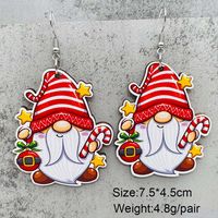 1 Pair Cute Christmas Hat Christmas Tree Santa Claus Wood Ear Hook sku image 11