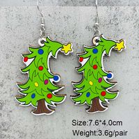1 Pair Cute Christmas Hat Christmas Tree Santa Claus Wood Ear Hook main image 2