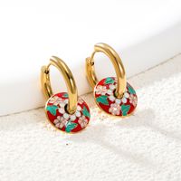 2 Pieces Vintage Style Ethnic Style Artistic Flower Enamel Plating 201 Stainless Steel 18K Gold Plated Drop Earrings main image 8