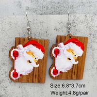 1 Pair Cute Christmas Hat Christmas Tree Santa Claus Wood Ear Hook sku image 8