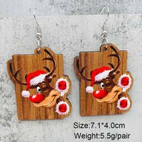 1 Pair Cute Christmas Hat Christmas Tree Santa Claus Wood Ear Hook sku image 12